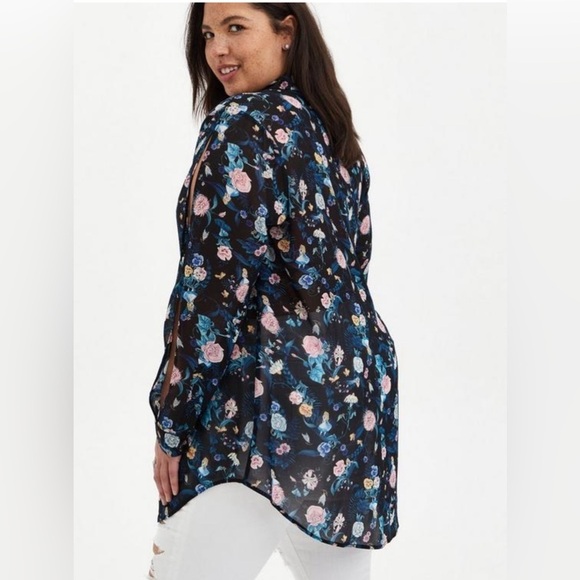 Torrid Disney Alice In Wonderland Button Down Tunic Size 0(12/14) NWT - Picture 2 of 7